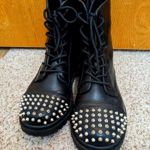 Black spiked combat boots